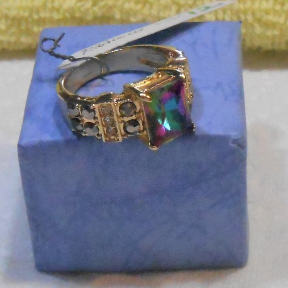 Unisex Rainbow Topaz Ring  NEW - Picture 1 of 10